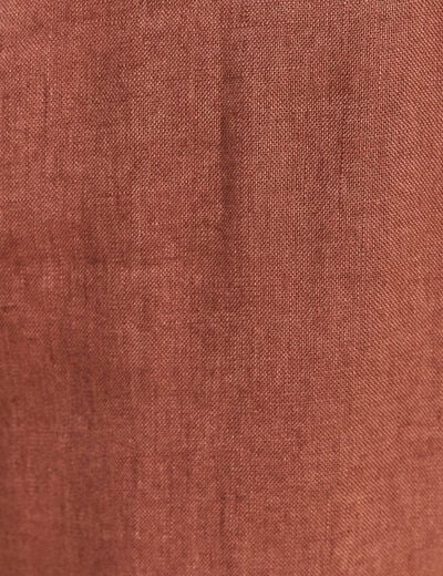 Pantalon coupe chino en lin ceintur&eacute; marron fonc&eacute; femme