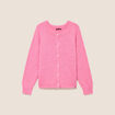 Gilet manches longues col rond rose fushia femme