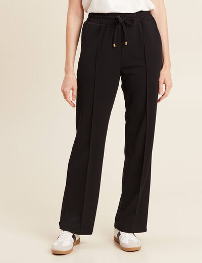 Pantalon droit taille haute noir femme