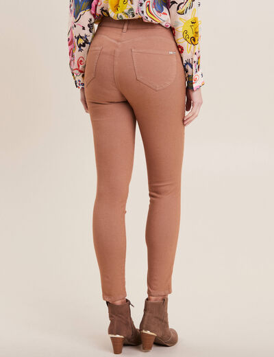 Pantalon léger taille haute 7/8ème marron femme