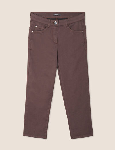 Pantacourt droit taille standard marron femme