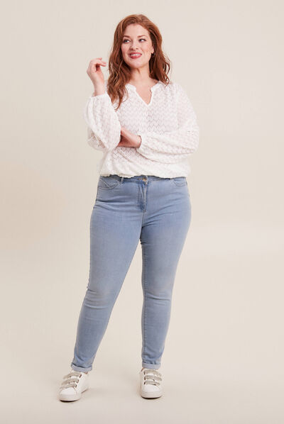 Jeans ajusté taille standard denim baby bleu femme
