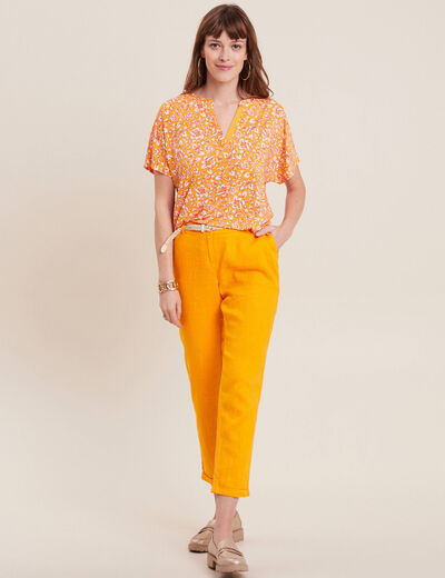 T-shirt manches courtes jaune foncé femme