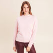 Pull cachemire col montant rose femme