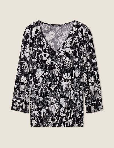 Blouse manches 3/4 noir femme