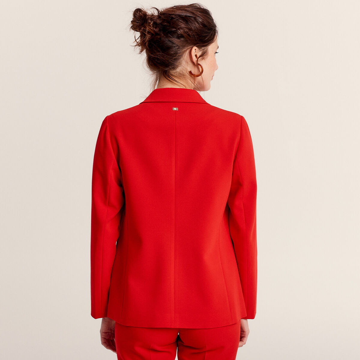 Veste city droite 1 bouton rouge femme