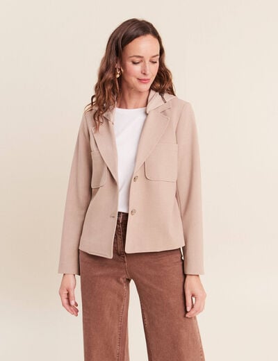 veste cintr&eacute;e doubl&eacute;e avec capuche beige femme