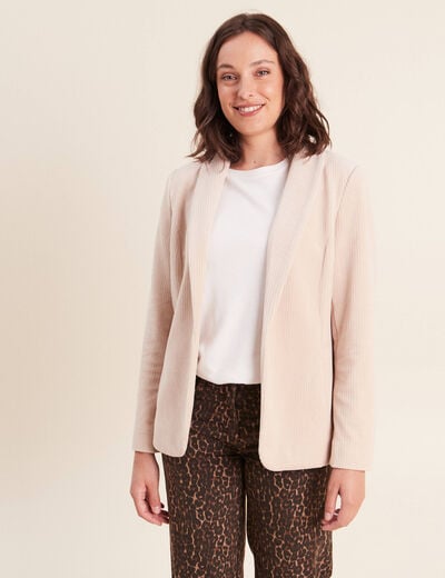 Veste tailleur velours sable femme