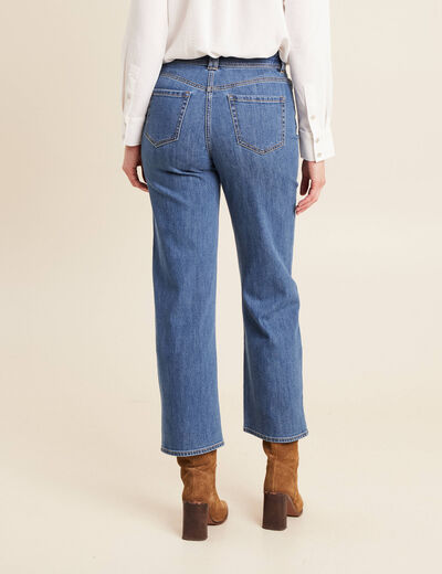 Jean large 7/8ème taille haute denim stone femme
