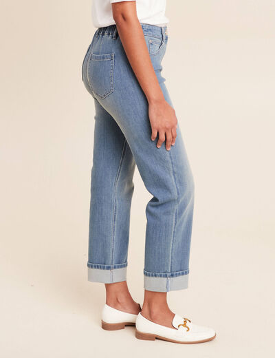 Jean coupe mom 7/8&egrave;me denim double stone femme