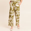 Pantalon large 7/8&egrave;me taille haute vert kaki femme