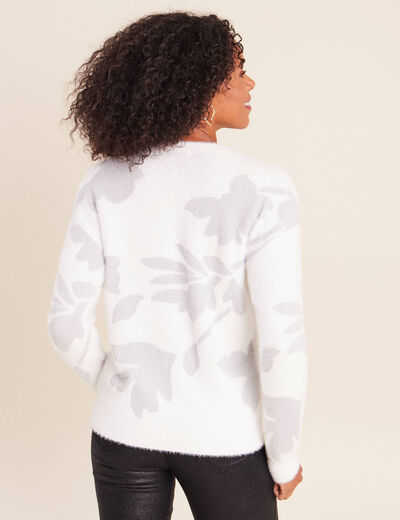 Pull col rond manches longues couleur argent femme