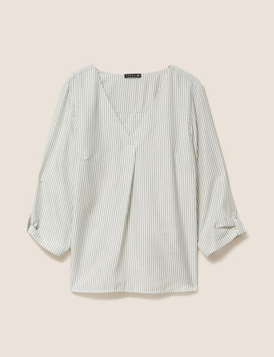 blouse fluide manches 3/4 vert femme