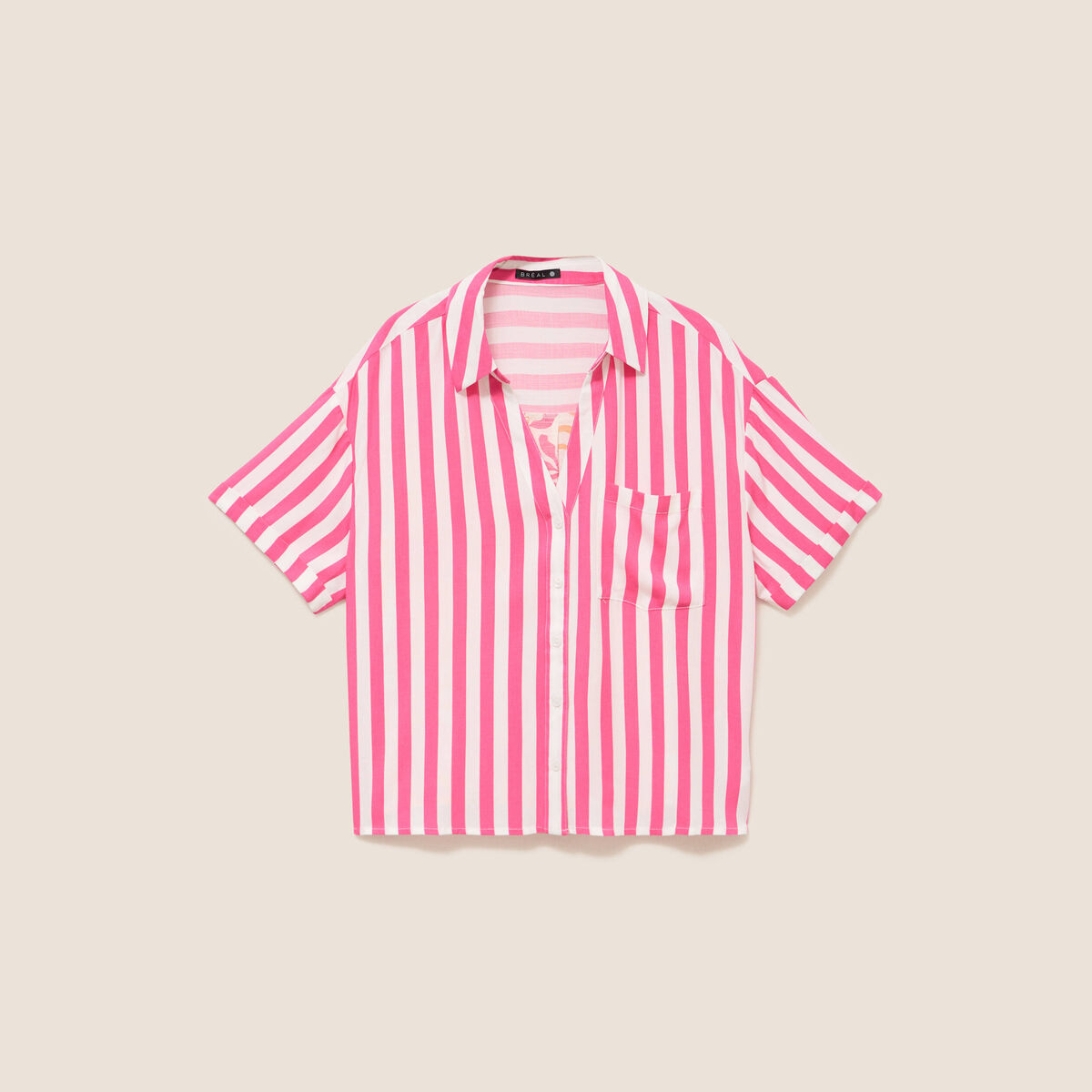 Chemise fluide manches courtes rose fushia femme