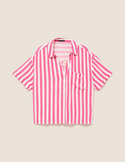 Chemise fluide manches courtes rose fushia femme