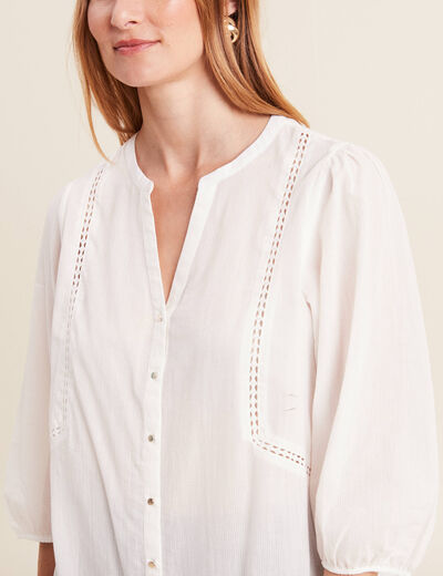 Blouse manches 3/4 ecru femme