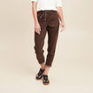 Jean large à coulisse marron foncé femme