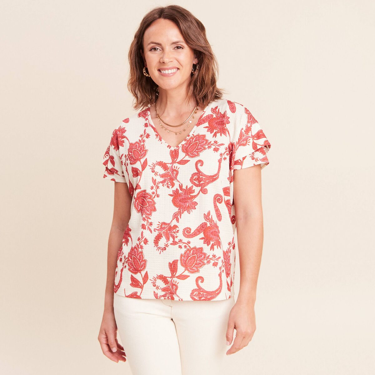T-shirt manches courtes rose femme