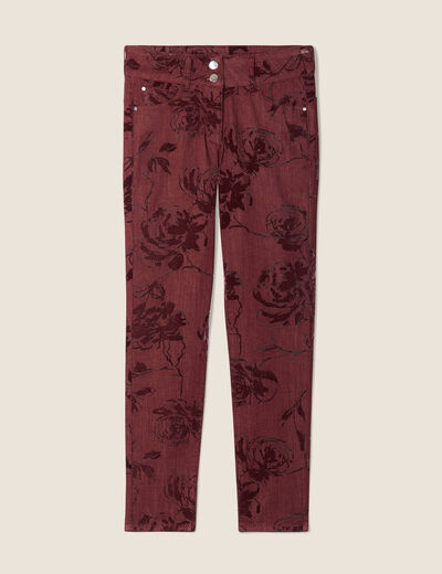 Jean ajusté taille standard bordeaux femme