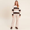 Jean taille haute en velours sable femme