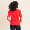 T-shirt ajust&eacute; col rond manches coudes rouge fluo femme