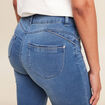 Jean ajusté taille haute denim double stone femme
