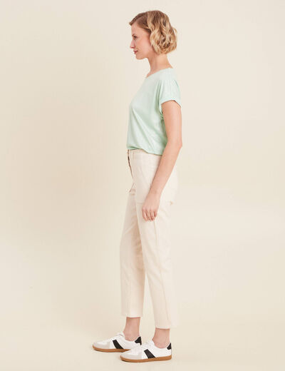Pantalon droit velours ivoire femme