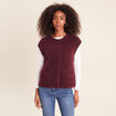 Gilet col rond bordeaux femme