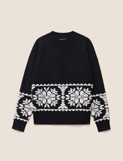 Pull col rond noir femme