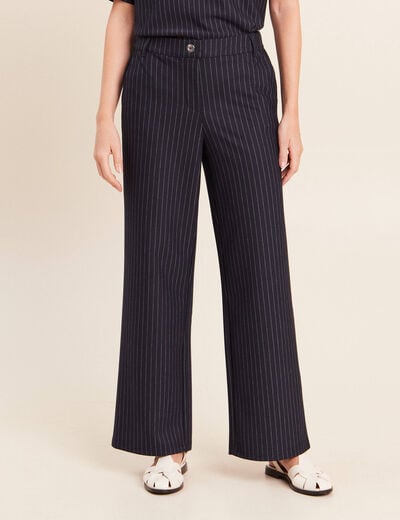 Pantalon large 7/8&egrave;me bleu femme