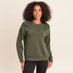 Sweat manches longues d&eacute;tail dentelle vert kaki femme