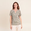 Blouse col v manches courtes fluide vert femme