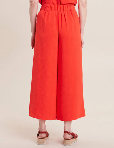 Pantalon large élastiqué orange femme