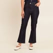 pantalon bootcut 7/8ème taille haute denim brut femme