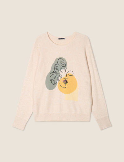 Pull manches longues creme femme