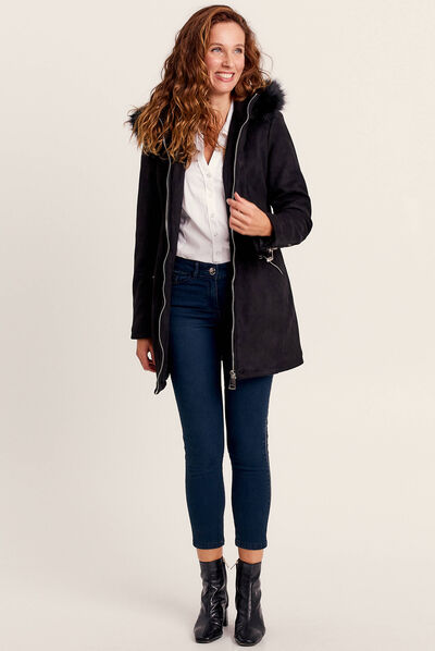 Jean ajusté à sequins denim brut femme