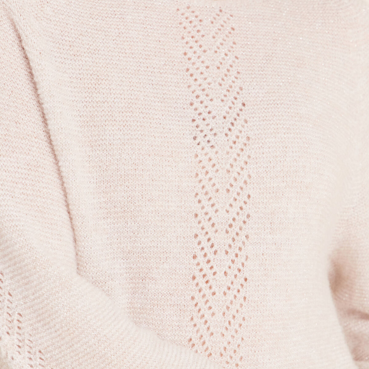 Pull droit col rond manches longues beige femme