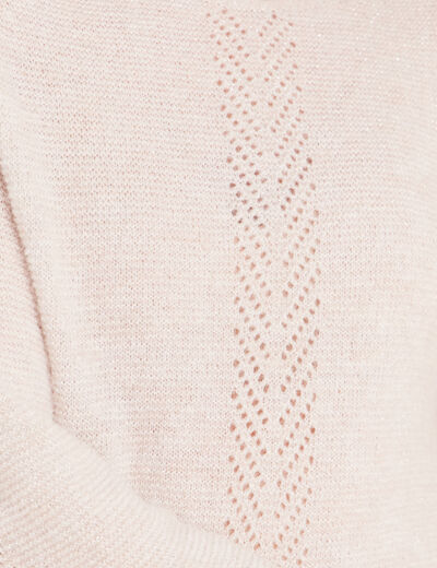 Pull droit col rond manches longues beige femme