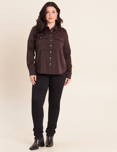 Chemise manches longues marron femme