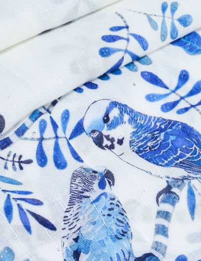 Foulard imprim&eacute; bleu fonc&eacute; femme
