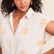 Chemise droite courte manches courtes rose femme