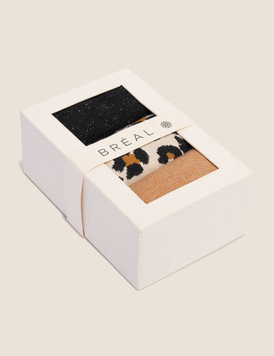 Coffret lot de 3 paires de chaussettes ecru femme