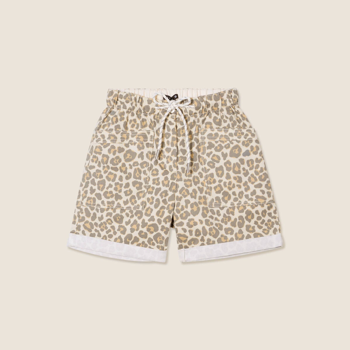 Short large taille &eacute;lastiqu&eacute;e blanc femme