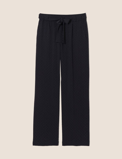 Pantalon flou droit 7/8ème noir femme