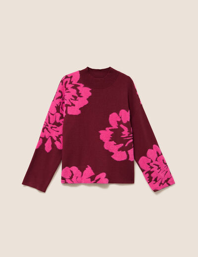 Pull col montant bordeaux femme