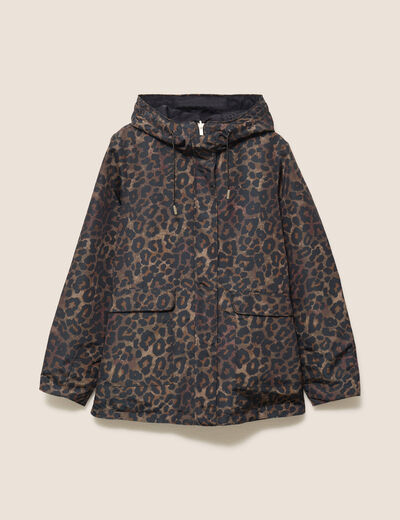 Parka cintr&eacute;e r&eacute;versible &agrave; capuche marron femme