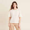 Blouse manches courtes ajourée ecru femme