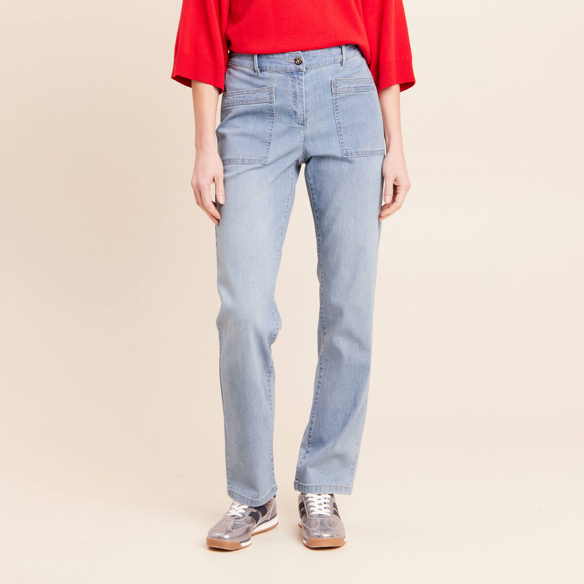 Jean coupe mom taille haute denim double stone femme