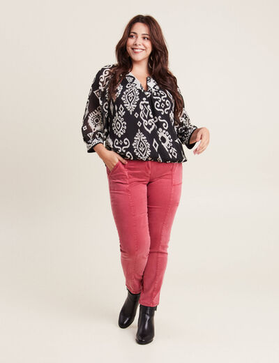 Pantalon ajusté rouge foncé femme