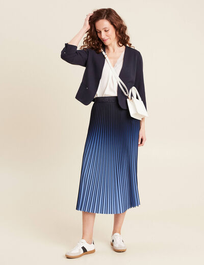 Jupe midi patineuse pliss&eacute;e bleu ciel femme